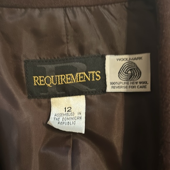 1990’s Requirements sz.12 chocolate brown lined 100% wool double breasted blazer - Picture 4 of 10